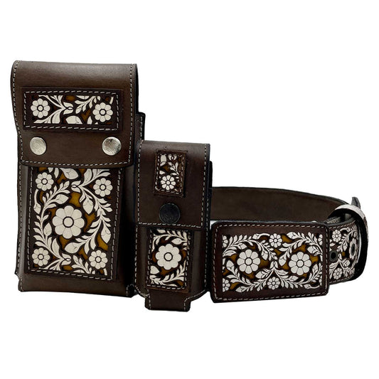 Combo Cinto Cincelado Flores B/Amarillo C-7