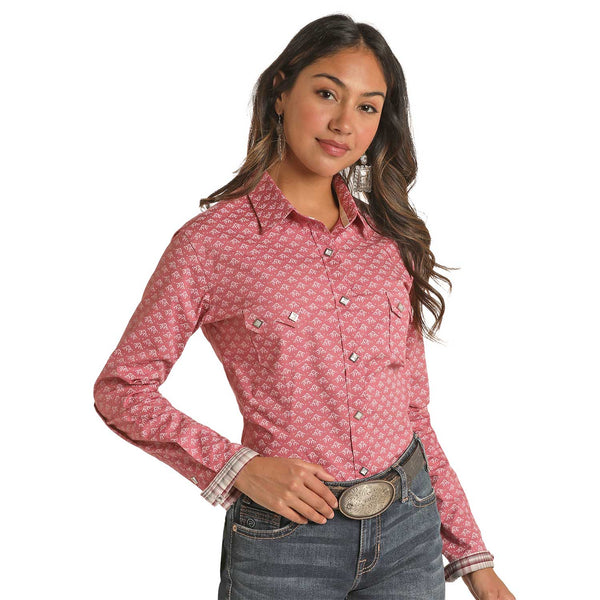 Rock &amp; Roll Lady Shirt Burgundy RSWSOSRYTY